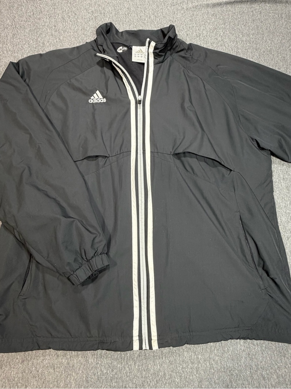 Adidas 3 Stripe Track Jacket Men’s L Black Full Zip Athletic Lightweight